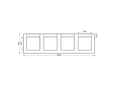 Ma�zeichnung Jung AS 5840 NA WW Rahmen 4 fach aws waagerecht
