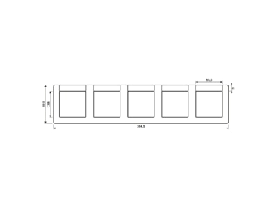 Dimensional drawing Jung AS 5850 NA WW Frame 5 gang white