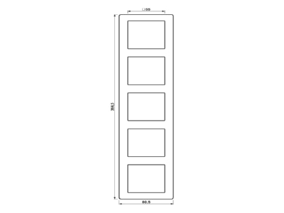 Dimensional drawing Jung AS 585 BF WW Frame 5 gang white