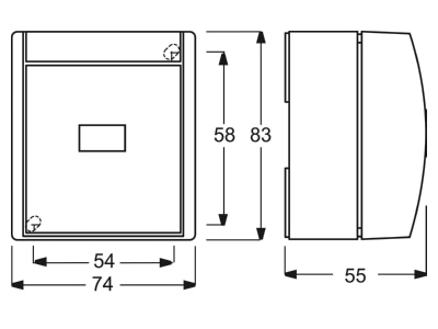 Dimensional drawing Busch Jaeger 2601 2 SKWNH 54 2 pole switch surface mounted white