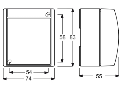 Dimensional drawing Busch Jaeger 2601 2 W 54 2 pole switch surface mounted white