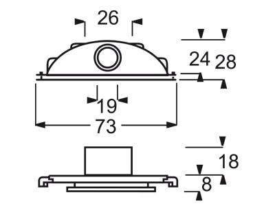 Dimensional drawing Busch Jaeger 2137 10 W 54 Cable entry conduit inlet white