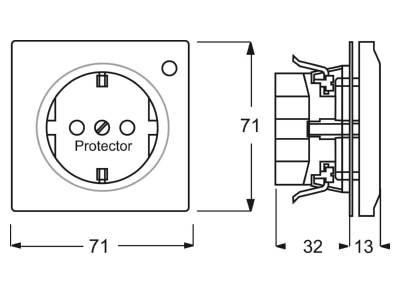 Dimensional drawing Busch Jaeger 2310 EUGL VA 72 11 Socket outlet  receptacle 