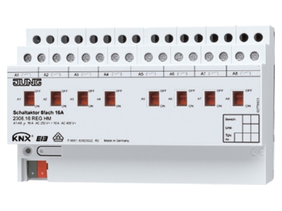Produktbild Jung 2308 16 REGHM KNX Schaltaktor 8 fach REG Gehaeuse 8TE