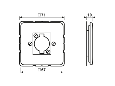 Ma�zeichnung Jung CD 568 1 WW Abdeckung aws fuer Steckverbinder