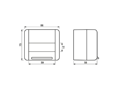 Ma�zeichnung Jung 854 W Datenanschlussgehaeuse gr 75x86x58mm