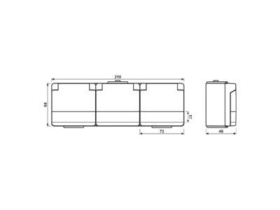 Ma�zeichnung Jung 623 NAW SCHUKO Steckdose 3 fach 16A 250V