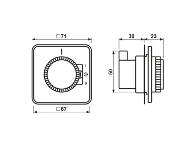 Dimensional drawing Jung CD 5024 WW Mechanical time switch 30   1440min