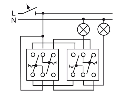 Connection diagram Busch Jaeger 2000 6 6 US 101 Alternating  alternating switch  2x
