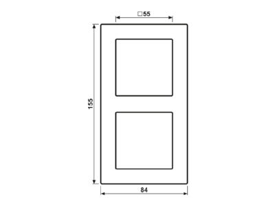 Ma�zeichnung Jung AC 582 WW Rahmen 2 fach aws waage senkrecht