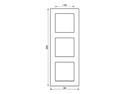 Dimensional drawing Jung AC 583 GL SW Frame 3 gang black