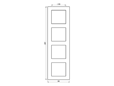 Ma�zeichnung Jung AC 584 GL RT Glasrahmen 4 fach rt waage senkrecht