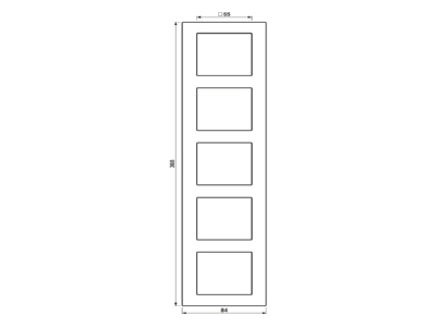 Ma�zeichnung Jung AC 585 GL RT Glasrahmen 5 fach rt waage senkrecht
