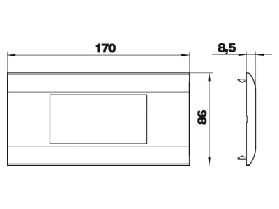 Dimensional drawing 2 OBO S990 AF2 RW Frame 2 gang white