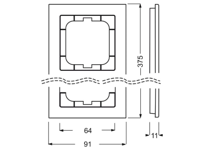 Dimensional drawing Busch Jaeger 1725 287 Frame 5 gang red