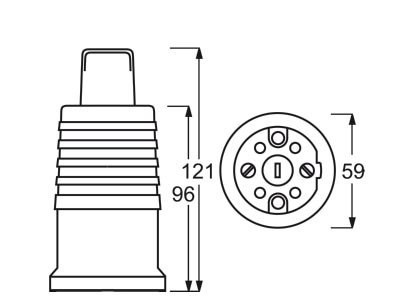 Dimensional drawing Busch Jaeger 2364 KUW Fixed perilex socket 16A