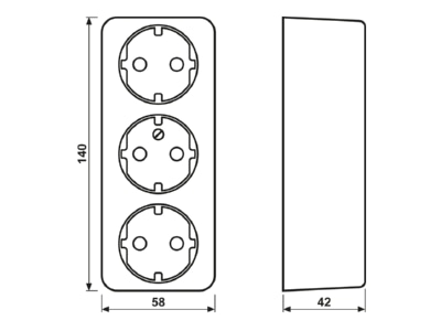 Ma�zeichnung Jung 10 S 23 LA Tischsteckdose 3 fach 16A 250V o Zugentla 