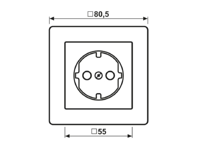 Dimensional drawing Jung AS 520 PL WW Cover plate for switch white