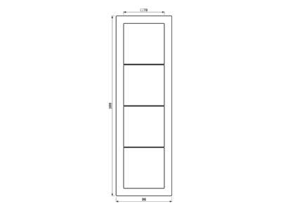 Dimensional drawing Jung LSD 984 LG Frame 4 gang grey