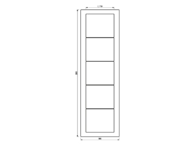 Dimensional drawing Jung LSD 985 W Frame 5 gang cream white