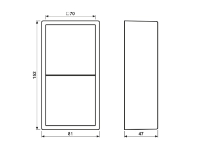 Dimensional drawing Jung LS 582 A SW Surface mounted housing 2 gang black