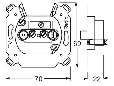 Dimensional drawing Busch Jaeger 0231 101 Antenna loop through socket for antenna