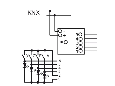 Wiring plan Busch Jaeger 6119 40 EIB  KNX universal interface  push button interface 4 fold 
