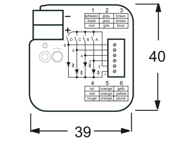 Dimensional drawing Busch Jaeger 6119 40 EIB  KNX universal interface  push button interface 4 fold 