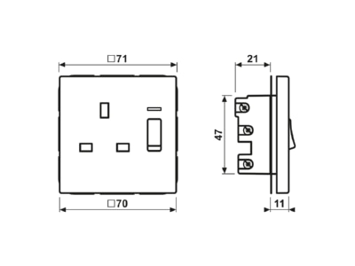 Dimensional drawing Jung AL 3171 KO Socket outlet  receptacle 