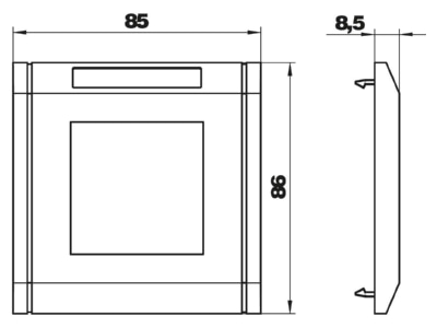 Dimensional drawing 2 OBO S990 AR1 RW Frame 1 gang white