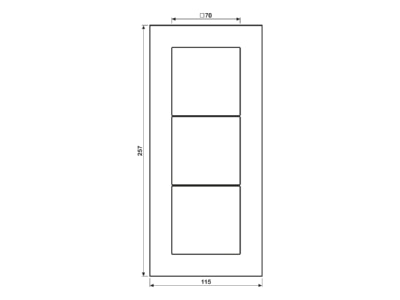 Ma�zeichnung Jung LSP 983 GL WW Glasrahmen 3 fach aws waage senkrecht