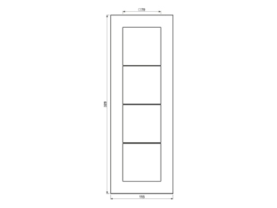 Dimensional drawing Jung LSP 984 GL WW Frame 4 gang white