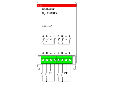 Wiring plan ABB BE M 4 230 1 EIB  KNX binary input 4 ch 