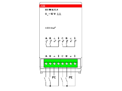 Wiring plan ABB BE M 4 12 1 Binary input module potential free for room controller basic unit 8 fold RC A 8 2 