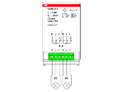 Wiring plan ABB SA M 2 6 1 EIB  KNX switching actuator 2 ch 