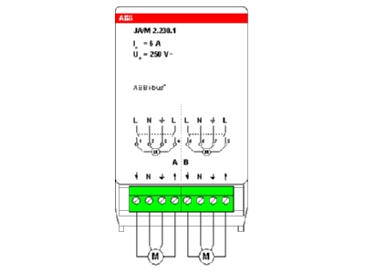 Wiring plan ABB JA M 2 230 1 EIB  KNX sunblind shutter actuator 2 ch 