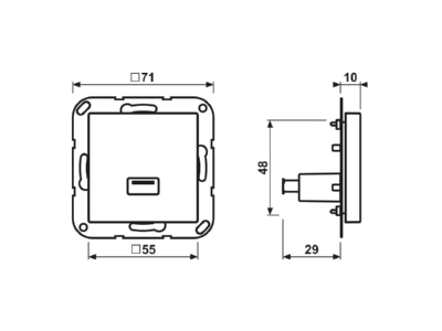 Ma�zeichnung Jung MA A 1122 WW Multimedia Anschluss aws USB m Tragring