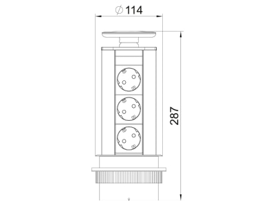 Dimensional drawing 1 OBO DBV A3A D3S Desk connecting unit
