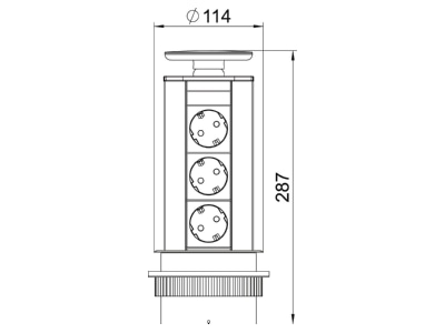 Dimensional drawing 2 OBO DBV A3A D3S Desk connecting unit