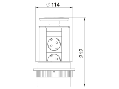 Dimensional drawing 1 OBO DBV A3E D2S Desk connecting unit
