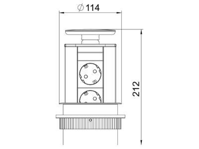 Dimensional drawing 2 OBO DBV A3E D2S Desk connecting unit