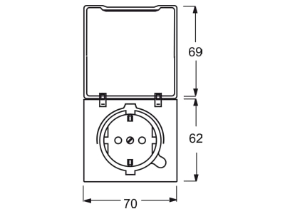 Mazeichnung Busch Jaeger 20 EUGKB 31 101 Schuko Steckdoseneinsatz IP44 braun