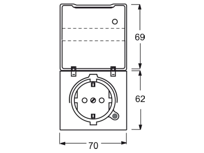 Dimensional drawing Busch Jaeger 20 EUGKBLN 14 101 Socket outlet  receptacle 