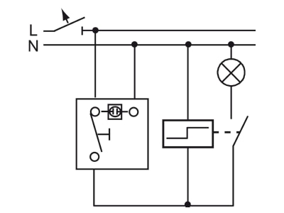 Connection diagram 2 Busch Jaeger 2621 W 53 Push button 1 make contact  NO  cyan
