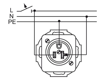 Wiring plan Busch Jaeger 3016 EWN 53 Socket outlet  receptacle  NEMA yellow
