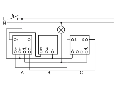 Connection diagram 2 Busch Jaeger 6592 U Dimmer flush mounted
