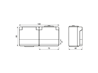 Ma�zeichnung Jung 622 NAWW SCHUKO Steckdose 2 fach 16A 250V