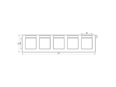 Dimensional drawing Jung AC 5850 BFNA WW Frame 5 gang white