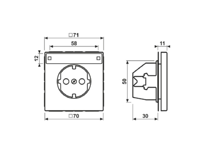 Dimensional drawing Jung AL1520 NA Socket outlet  receptacle 