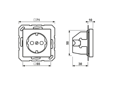 Dimensional drawing Jung A 1520 BFKI Socket outlet  receptacle